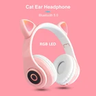 Вспышка светильник милые кошачьи уши Bluetooth Беспроводной наушников с микрофоном может управлять светодиодный Малыш Девушка стерео музыка шлем гарнитура для телефона подарок
