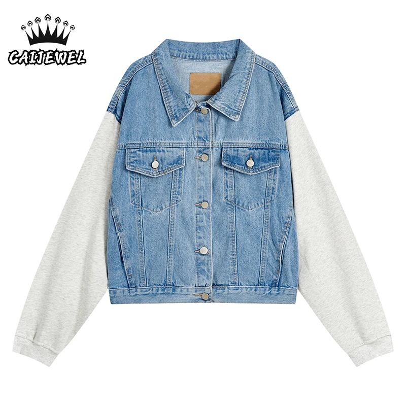 

Women's Jean Jackets Coat 2022 Autumn Streetwear Patchwork Fashion Sense of Design Baggy Ladies Denim Baseball Jackets Outwear