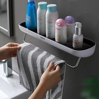 wall mounted shower shelf bathroom organizer holder kitchen storage rack shampoo tray stand no drilling home cosmetic basket