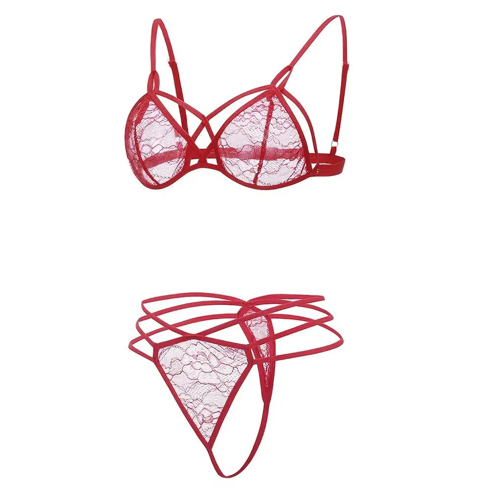 

High Quality Erotic Underwear Sexy Lace Temptation Three Point Lingerie 2020 Summer See Through Ladies Bra And Underwear Set