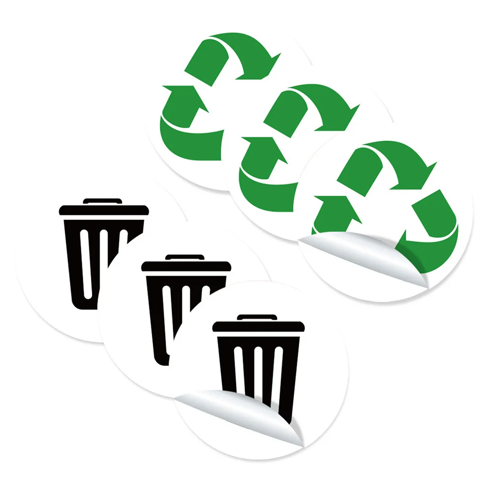 

1 Set of 6 Sheets Garbage Sorting Label Stickers Self-adhesive Trash Can Decals