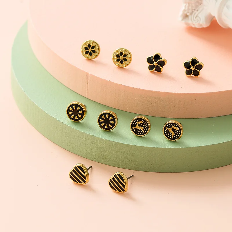 

Korean Style New Women's Earring Set 5 Pairs of Exquisite Statement Fun Candy Color Stud Earrings 2020 Trend Girl Jewelry Gifts