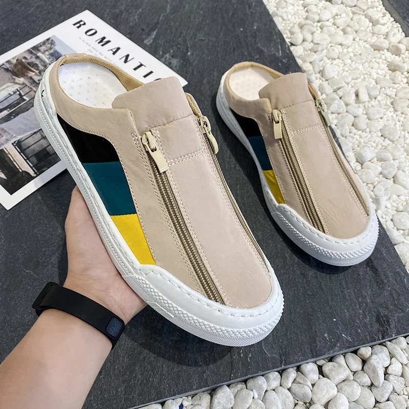 

Summer Breathable Semi-Support Canvas Shoes Men Classic Zipper Vulcanized Zapato Low-Top Casual Chaussure Zapatillas Hombre A96