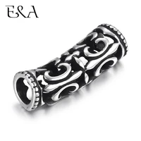 stainless steel hollow tube beads 7mm big hole slider charm diy women men leather cord bracelet clasp making jewelry accessories