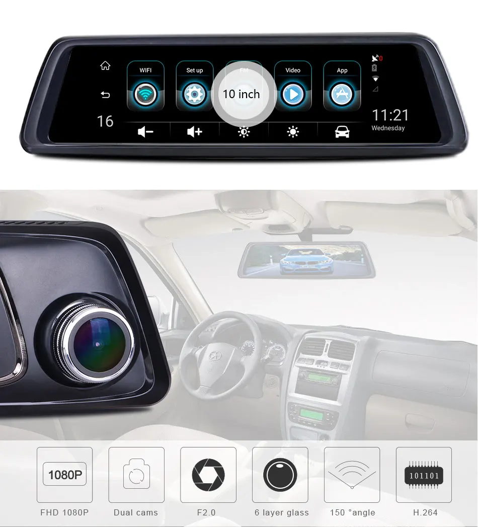 4G 4-канальный Android 2GB ram Автомобильный видеорегистратор ADAS 10 ''зеркало заднего вида камера gps 1080P видео рекордер видеорегистратор со специальным кронштейном V9