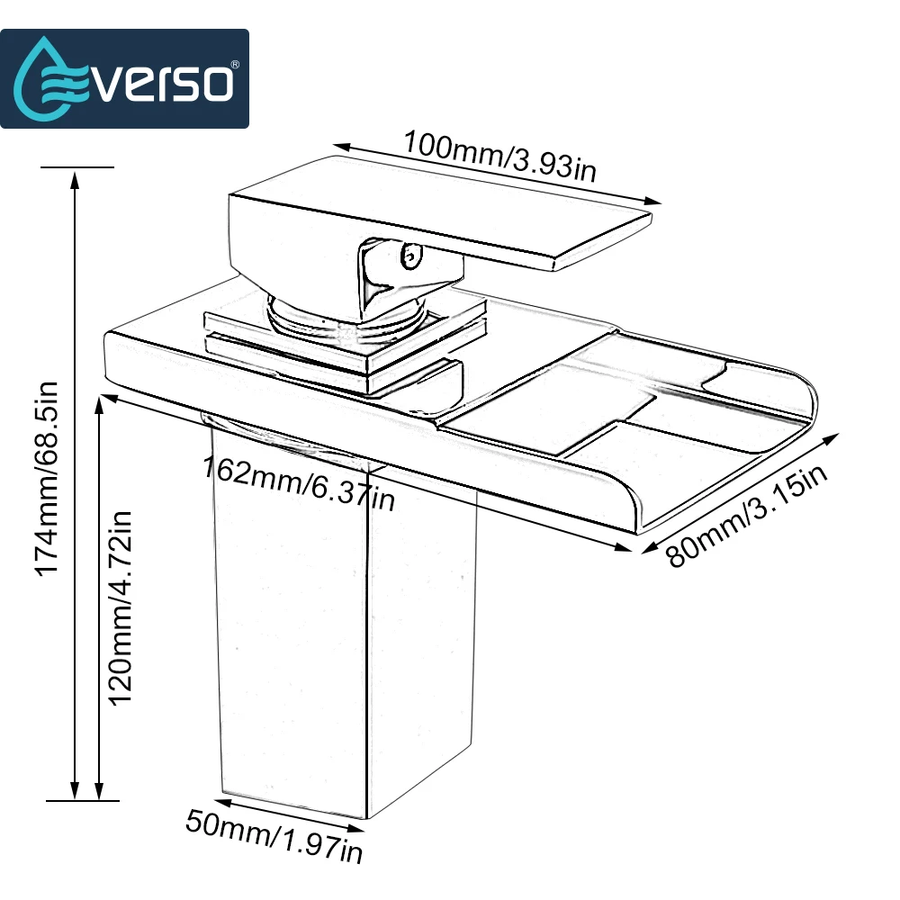 Смеситель со светодиодной подсветкой Водопад для раковины в ванной комнате