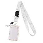 JF0134 шейный ремешок с белым мраморным рисунком ремешок для ключей ID карта держатель для телефона Веревка Брелок для камеры ремешки