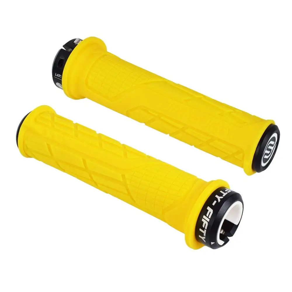 yellow FIFTY-FIFTY один замок на горном велосипеде, супер липкий MTB ручки, светильник вес и легкая установка велосипедные ручки - Цвет: yellow