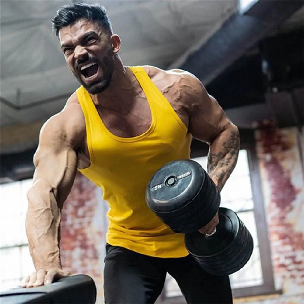 Однотонные майки для бодибилдинга мужская спортивная тренировочная хлопковая