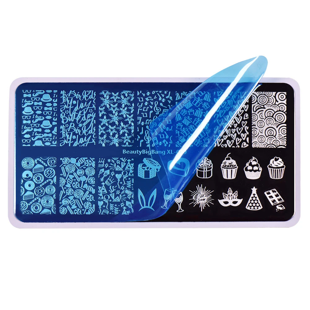 Пластины для стемпинга ногтей Конфеты торт Любовь Кролик летние цветы Геометрия