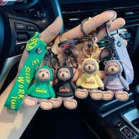 creative sweater bear keychain pendant cute epoxy animal keyring cartoon couple doll accessories key chain children toys