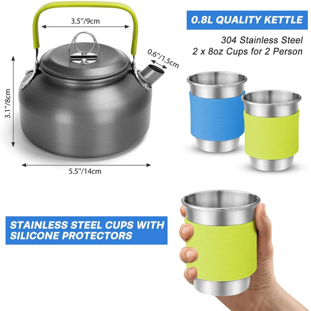 

1 Set Portable Camping Cookware Outdoor Picnic Cooking Pot Frying Pan Mugs