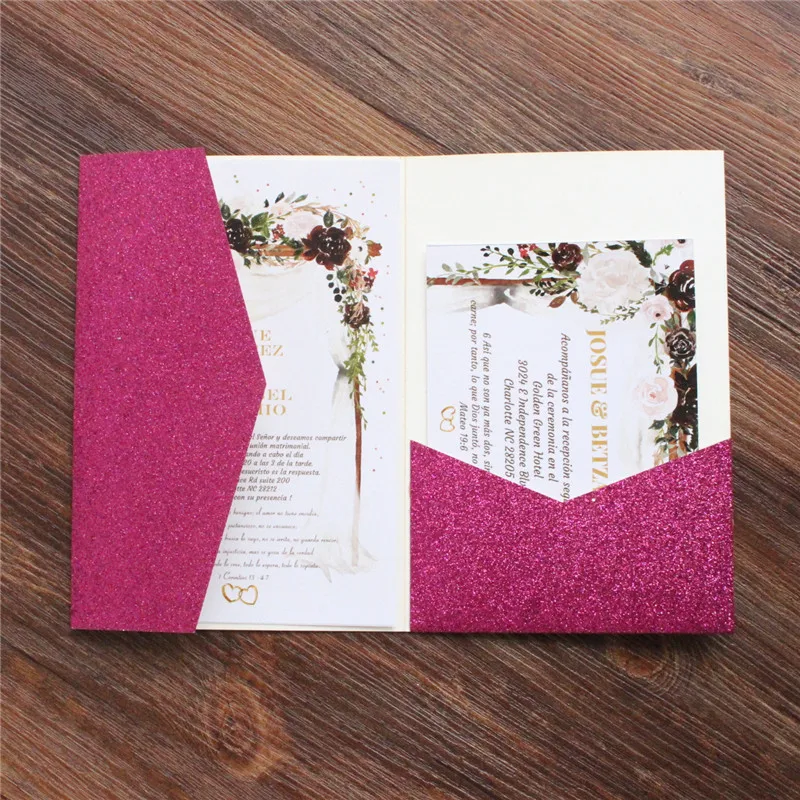 Подарочный набор сливового свадебного приглашения трехскладной карман