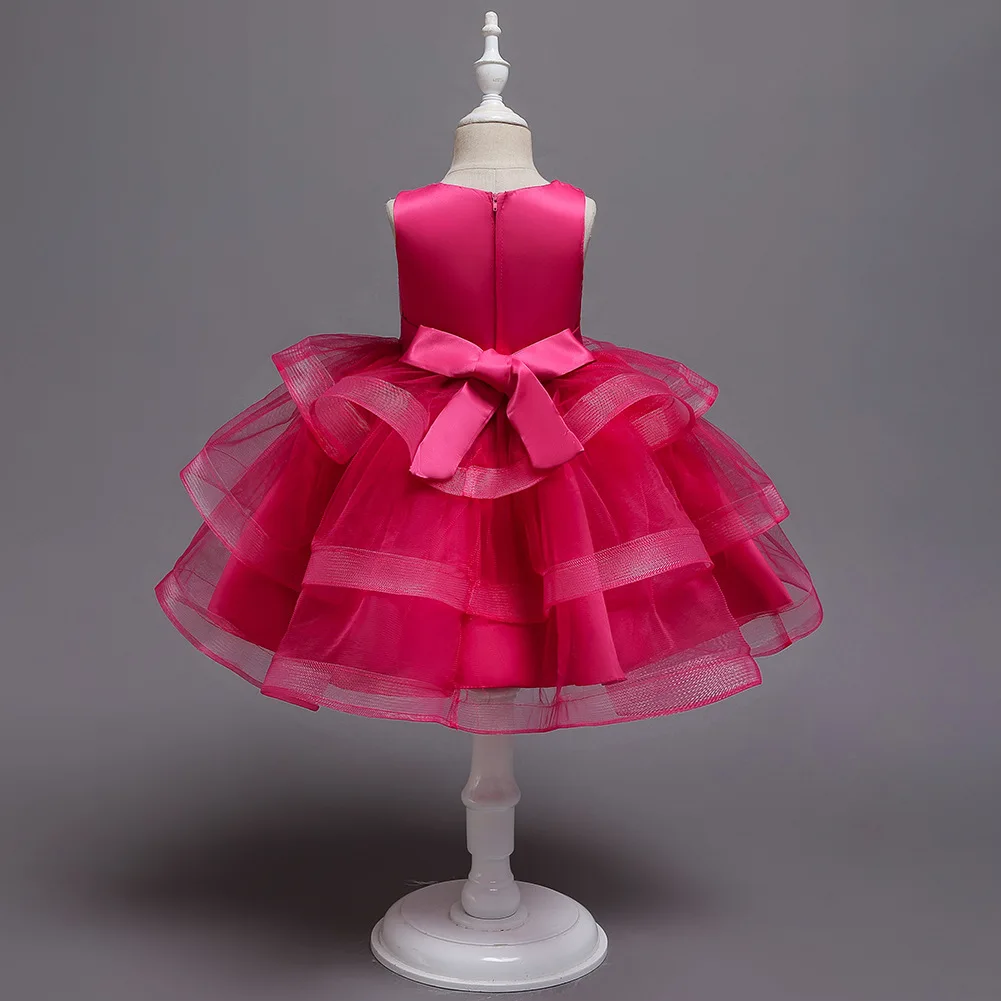 Children Party Clothing Toddler White Hot Pink Purple Kids Holiday Dress Princess Wedding Girls Short Evening Dresses | Детская одежда