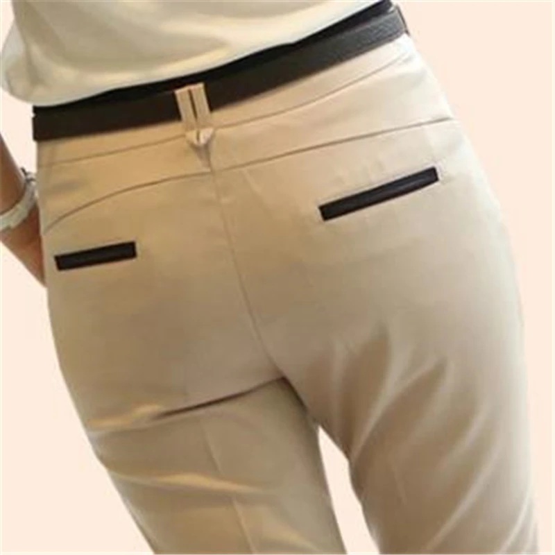 

Woman Spring Plus Size Solid Mid Full Length Pencil Pants Female Autumn Oversized Slim Pencil Trousers Lady Summer Slim Capris