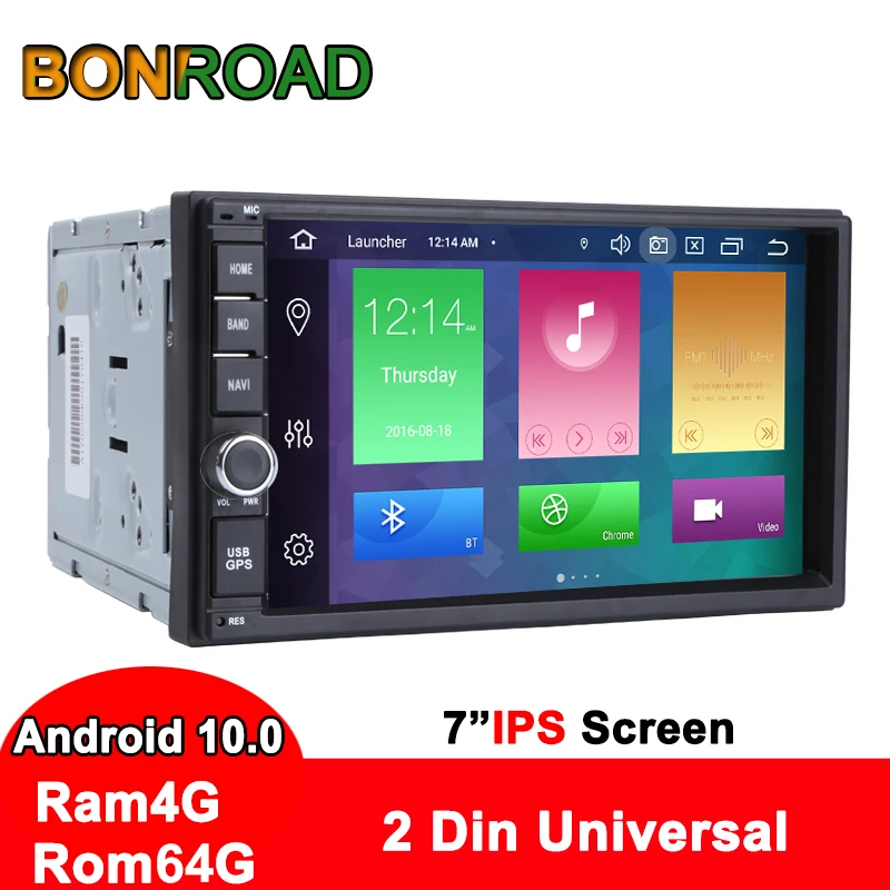 Автомобильный мультимедийный плеер Bonroad универсальный проигрыватель 2DIN на Android 10