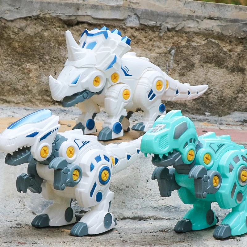 Динозавр собирает строительную игрушку мальчик экшн-фигурка животное