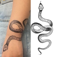 temporary tattoo stickers for women men black snake rose waterproof fake tattoo waist body arm dark snake tatoo big size cool