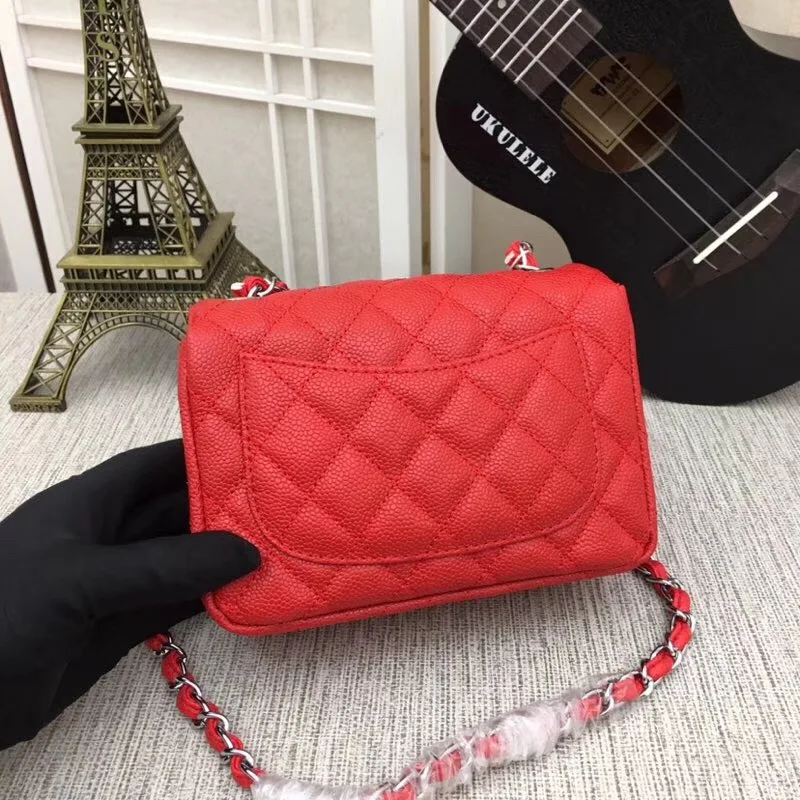

100% caviar real leather mini shoulder bag, high-end brand design fashion bag for free delivery