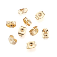 100pcs 304 stainless steel ear nuts golden blocked caps locking earrings back stoppers for stud earrings jewelry making finding