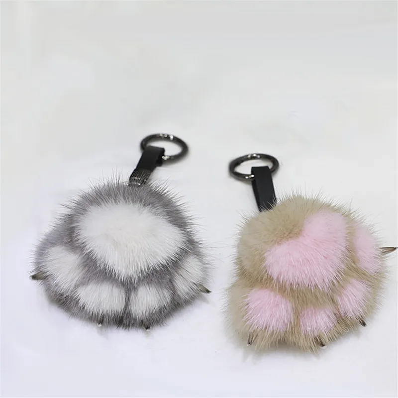 Кулон из натурального меха норки Кошачий коготь меховой медведь пальма