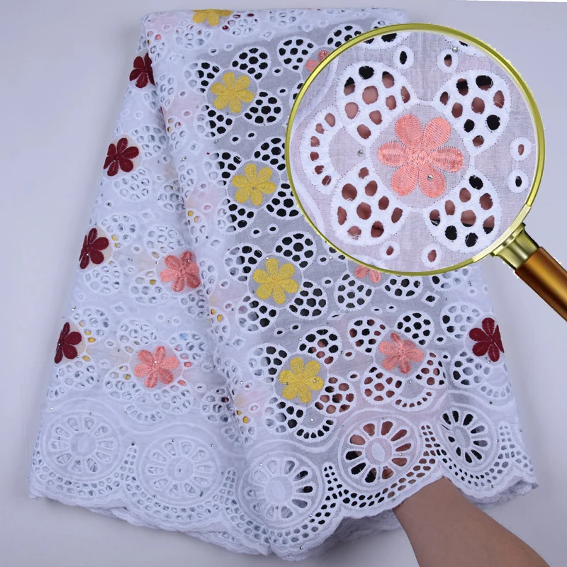 Африканская нигерийская ажурная кружевная ткань Высококачественная хлопковая с