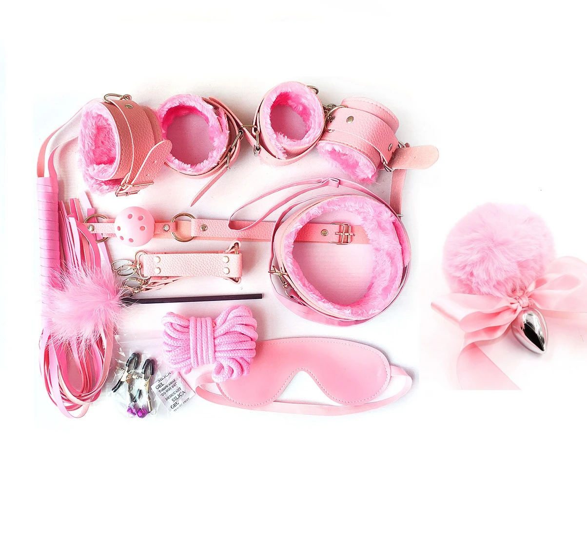 11 шт. повязка на голову с ушками секс наручники БДСМ бондаж набор зажимы для