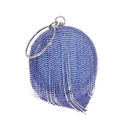 YM8210blue Бриллианты круговой день клатчи мяч Модные женские вечерние сумки кисточкой стразы маленький день клатч вечерние сумки - Цвет: YM8210blue
