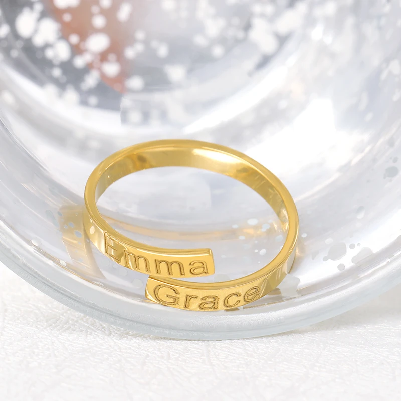 

Custom Personaliezd Two Name Ring Christmas Wedding Gift To Girlfriend Lovers Stainless Steel Gold Platinum Plated Jewelry