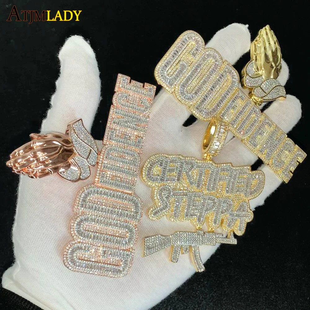 Сверкающее двухцветное ожерелье с кулоном в виде букв из Кубического циркония