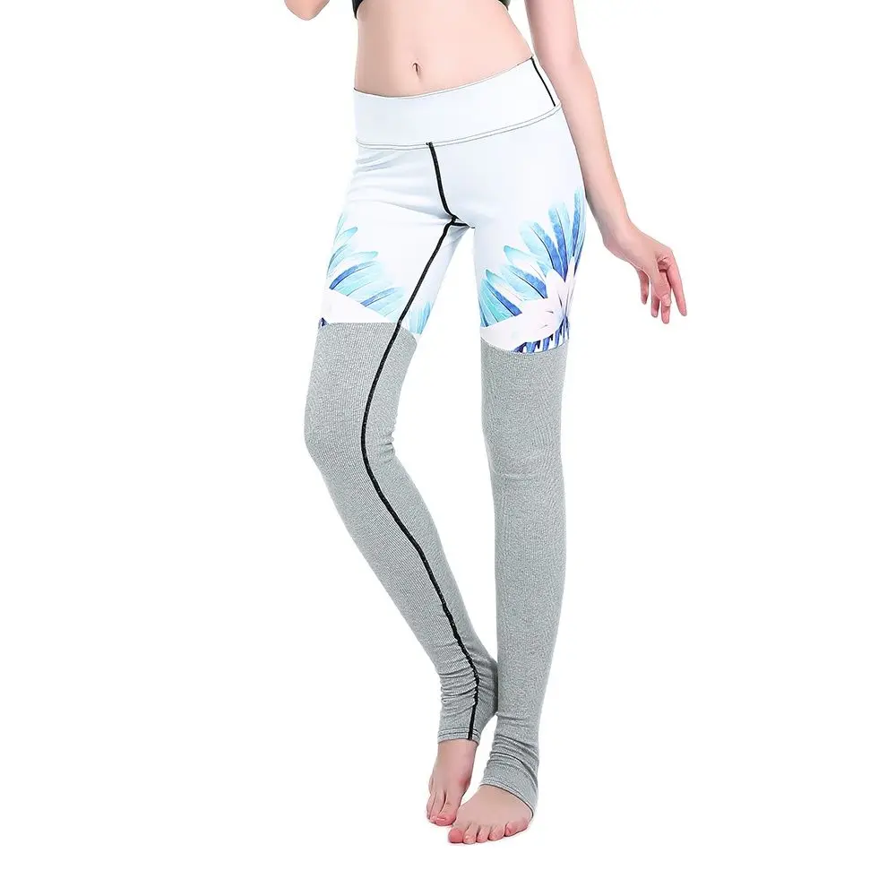 Лидер продаж Женские Черные Леггинсы для йоги и фитнеса с синим цветочным