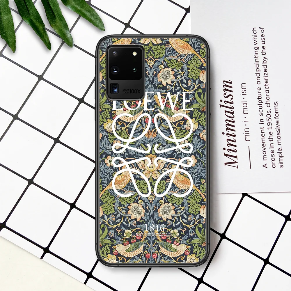 

Spanish Luxury Brand Loewee Phone Case For Samsung Galaxy Note S 8 9 10 20 Plus E Lite Uitra black Bumper 3D Coque Soft Cell