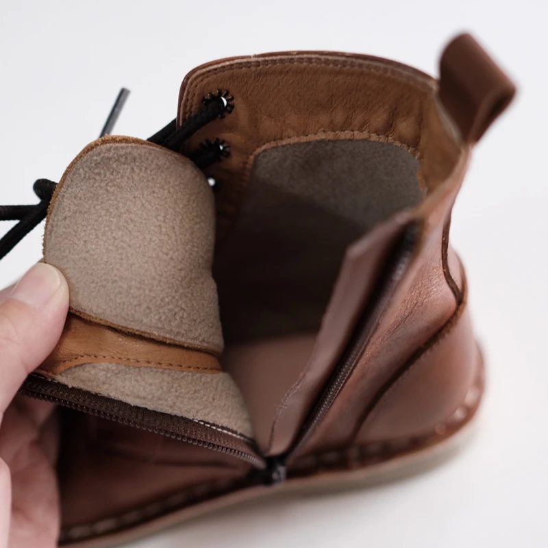 

Fashion Children Ankle boots Genuine Leather warm Plush Girl's snow boots Vintage cowhide Boys shoes kids Motorcycle boots