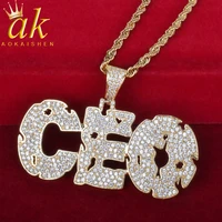custom name copper coins hollow letters hip hop pendant chain gold color bling zirconia mens jewelry