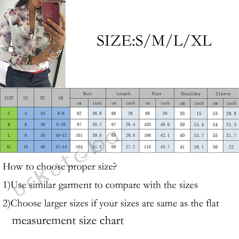

Women Blouses Fashion Office Shirt Floral Printed Shirt Casual Long Sleeve Round Collar Tops Plus Size XL Ladies Tops