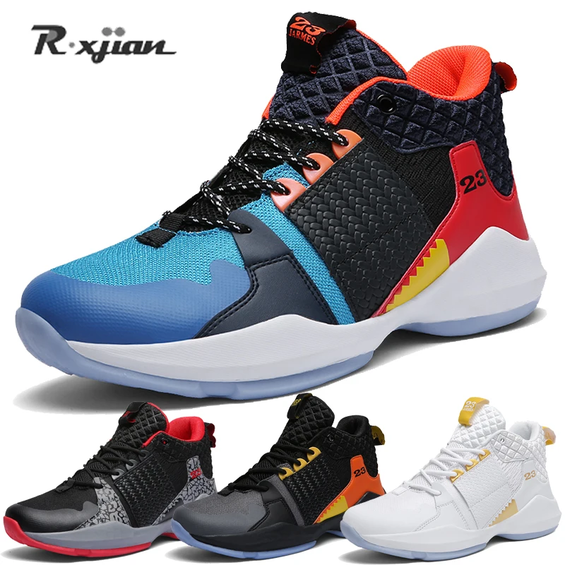 Мужские баскетбольные кроссовки Rxjian с высоким берцем амортизирующий светильник