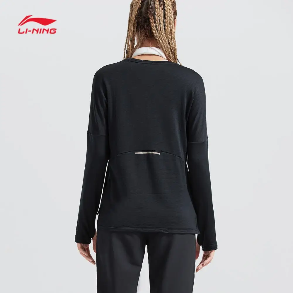 Li-Ning Women Running T-Shirt Warm Long Sleeve Shirts 95% Polyester 5% Spandex Loose Fit LiNing Sports Tops ATLN074 WTL1407