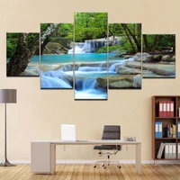 hd prints canvas posters home decor 5 pieces natural waterfall paintings wall art scenery pictures modular living room framework