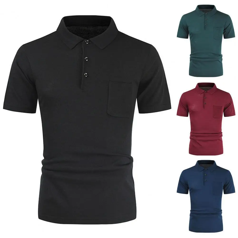 

2021 New Stylish Men Shirt Lapel Solid Color Streetwear Summer Loose Lapel Short Sleeve Top for Dating