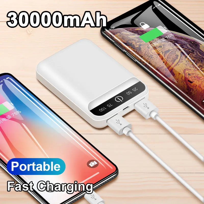 Портативный внешний аккумулятор с 2 мя Usb портами 30000 мАч|Внешние аккумуляторы| |