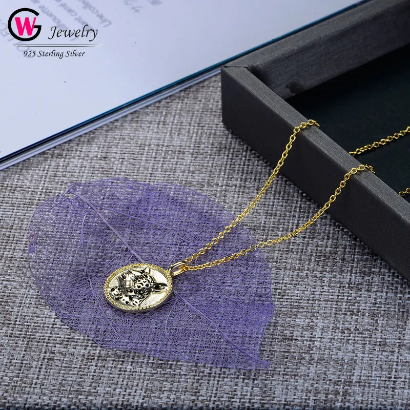 Женское Ожерелье серебро 925 пробы ювелирные изделия золотой цвет круглый кулон в