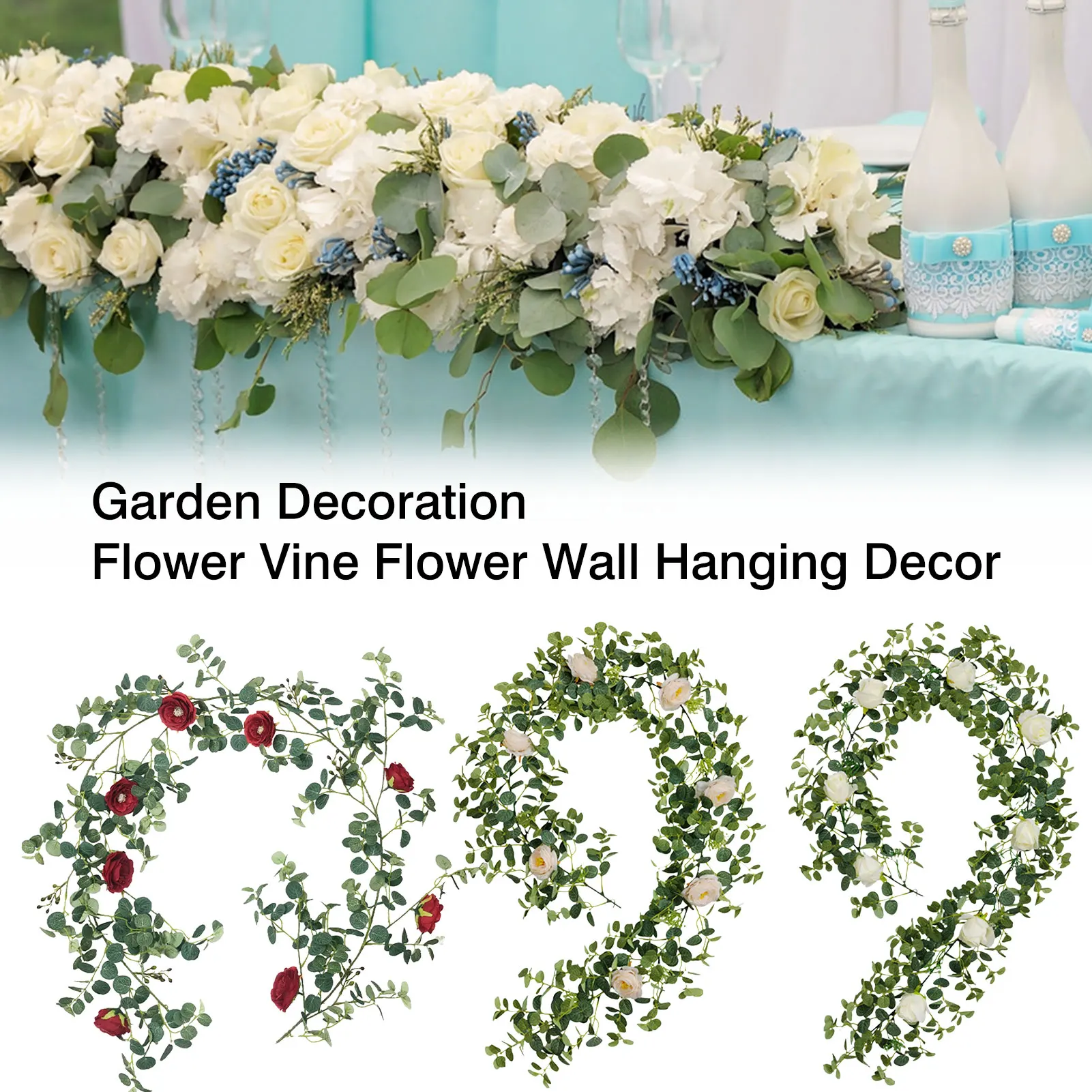 

2m Simulation Eucalyptus Flower Vine DIY Wedding Party Wall Hanging Decoration Flower Vine Garden Decoration Flower Vine