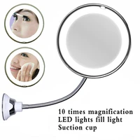 360 degree rotation 10x magnifying makeup mirror my flexible mirror folding vanity mirror with led light makeup tools dropship