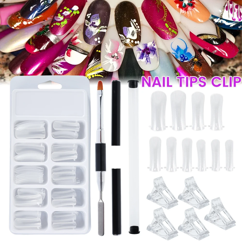 

106 Pcs Nail Clip Acrylic Nail Kit Fake Finger Polish Extension Tips Quick Building Mold UV Gel Manicure Art Builder Tool