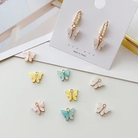 10pcs alloy acrylic color butterfly pendant diy jewelry accessories material for handmade necklace earrings bracelet