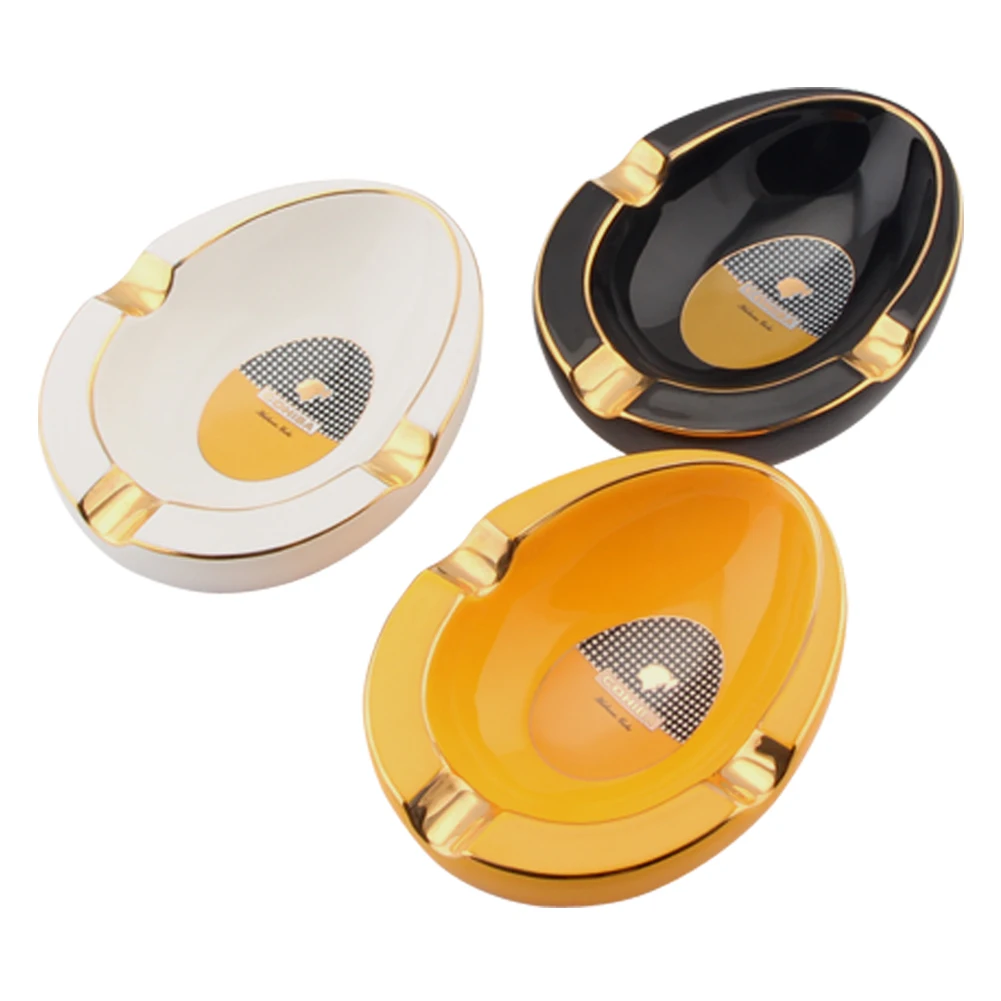 

Classic Ceramic COHIBA Ashtray Home Round Table Cigar Ashtray Portable Outdoor Ashtray Car 3 Cigar Holder Stand Tobacco Tools