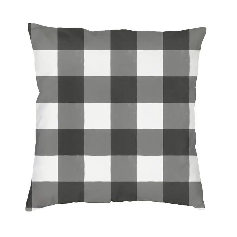 

Buffalo Plaid Pattern Sofa Cushion Cover Velvet Black And White Checkered Farmhouse Pillow Case Home Decorative Pillowcase