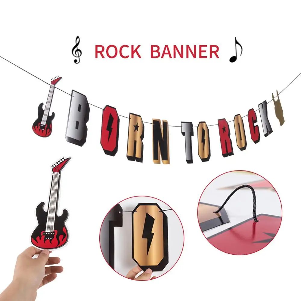 Висячий Топпер для торта Rock Music тематическая вечеринка на день рождения гирлянда