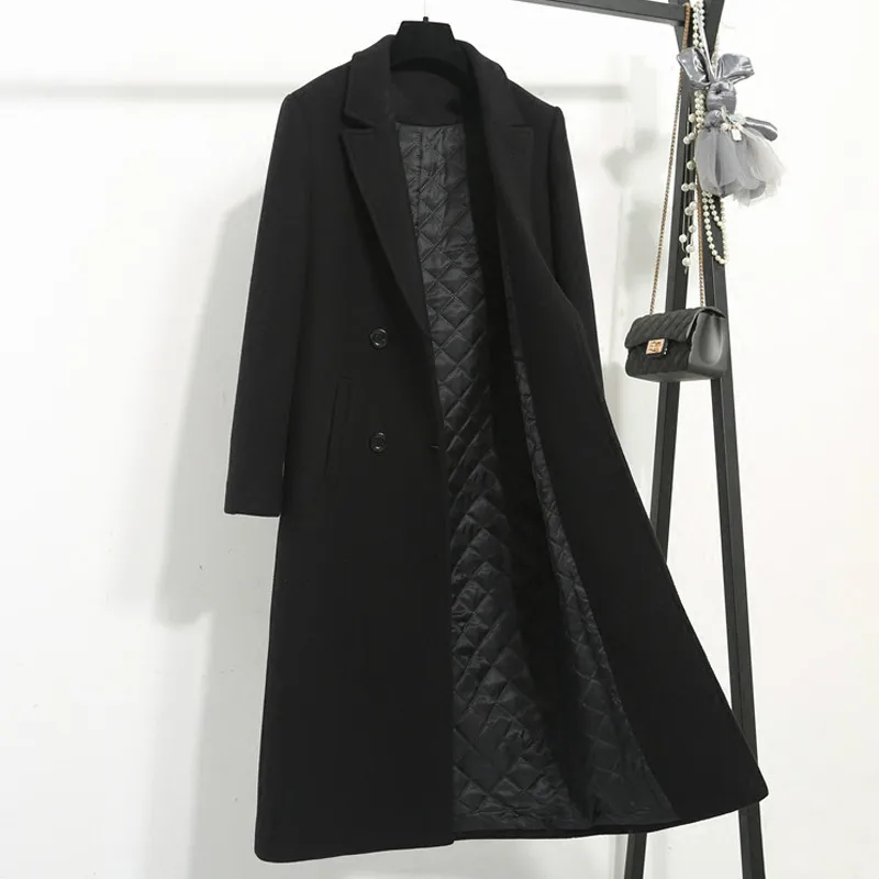 Высококачественная осенне-зимняя шерстяная куртка пальто Женское повседневное