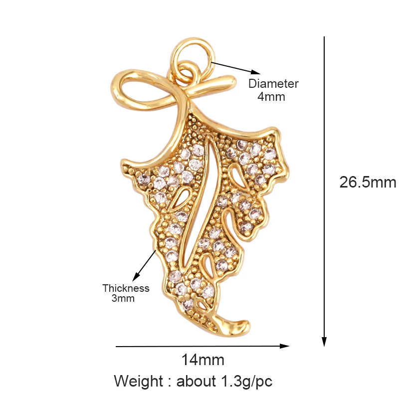 

Clear CZ Feather Flower Charm,Real Gold Plated Cubic Zirconia CZ Paved,Jewelry Earring Accessories Supplies